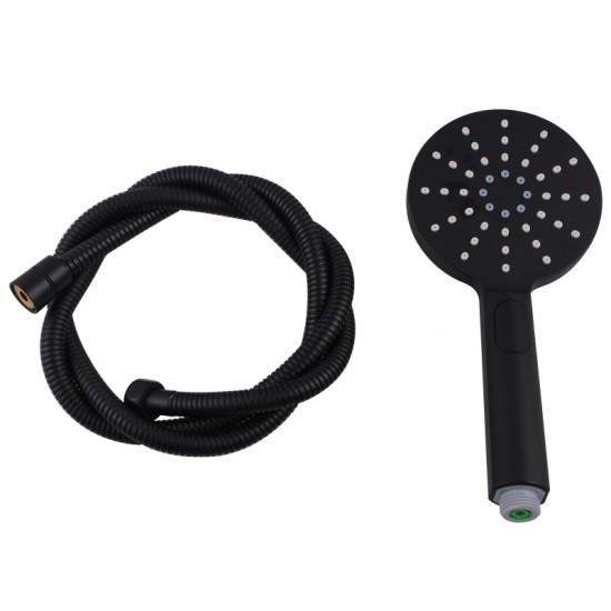 Round Black ABS 3 Function Handheld Shower with Shower Hose